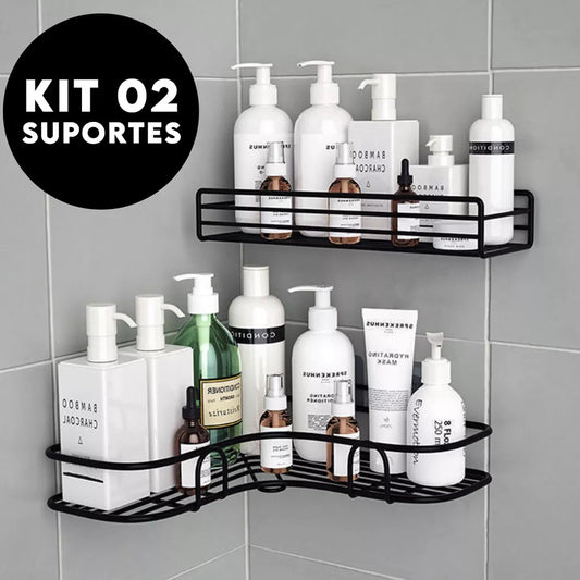 Kit com 2 Suportes De Metal Adesivo Para Parede Cozinha e Banheiro