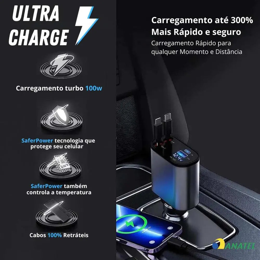 Charger Pro - Carregador 4 em 1 Automotivo