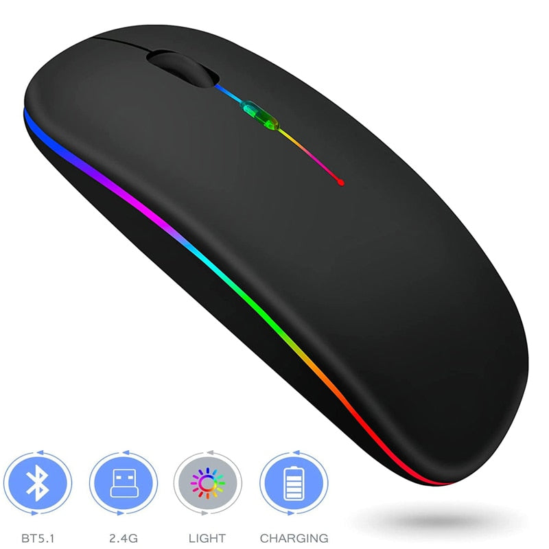 Mouse sem Fio Bluetooth Gamer com LED RGB | ME13 Recarregável