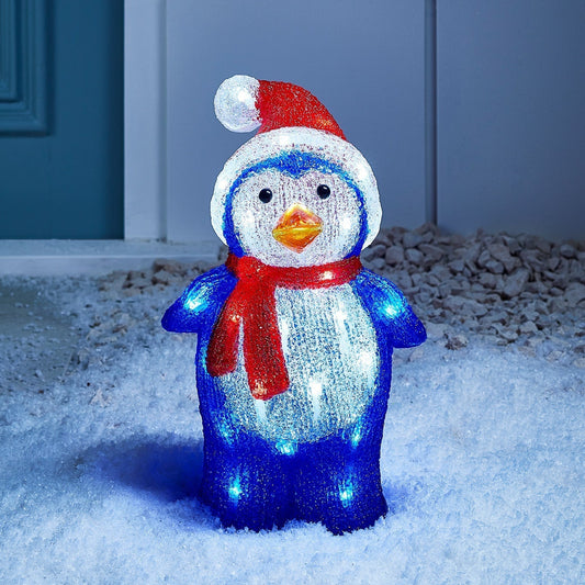 Figura de Natal de pinguim acrílico ao ar livre