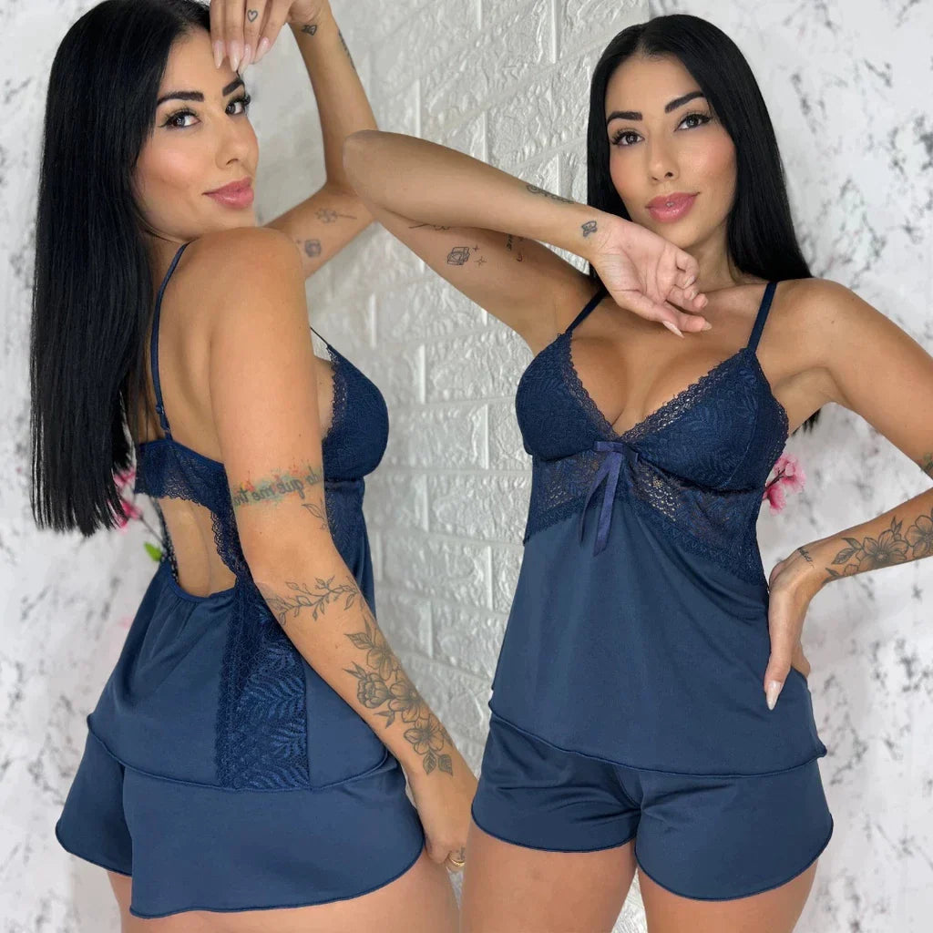 Short Doll Sexy com Renda Confortável Sensual