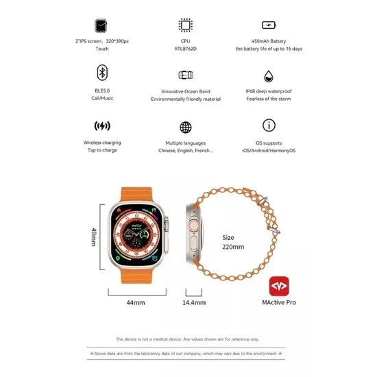 Smartwatch W68+ Ultra Max Watch 8 Ultra Max Relógio Inteligente Série 8 Tela 2.02 49mm Original - Shopp All Store