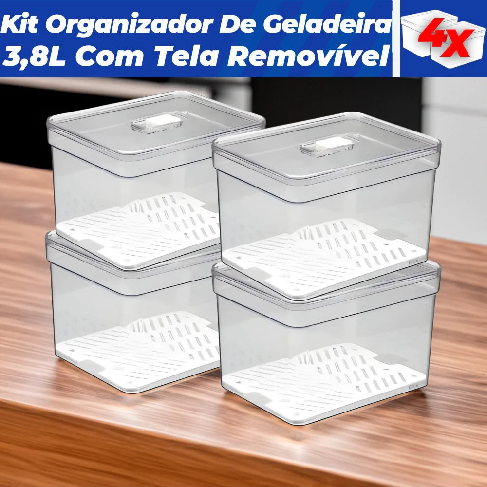 Kit 4 Organizador de Geladeira 3.8L