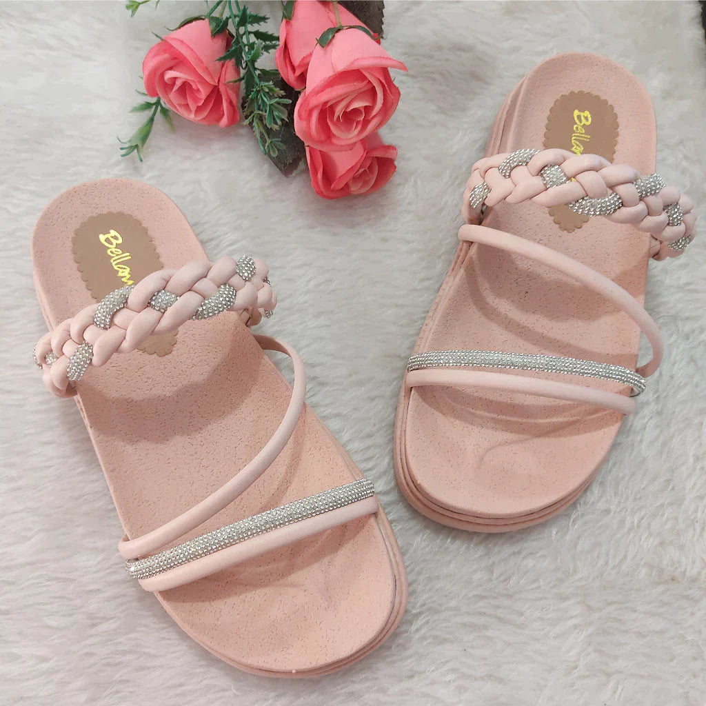 Sandália Papete Birken Com Enfeite Trançado De Strass