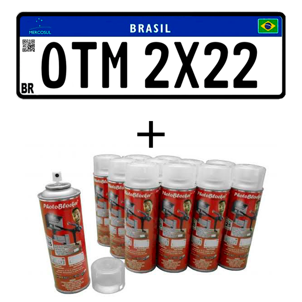 COMBO - Adesivos Numerais do 0 ao 9 + Spray PhotoBlocker - Anti-Multas