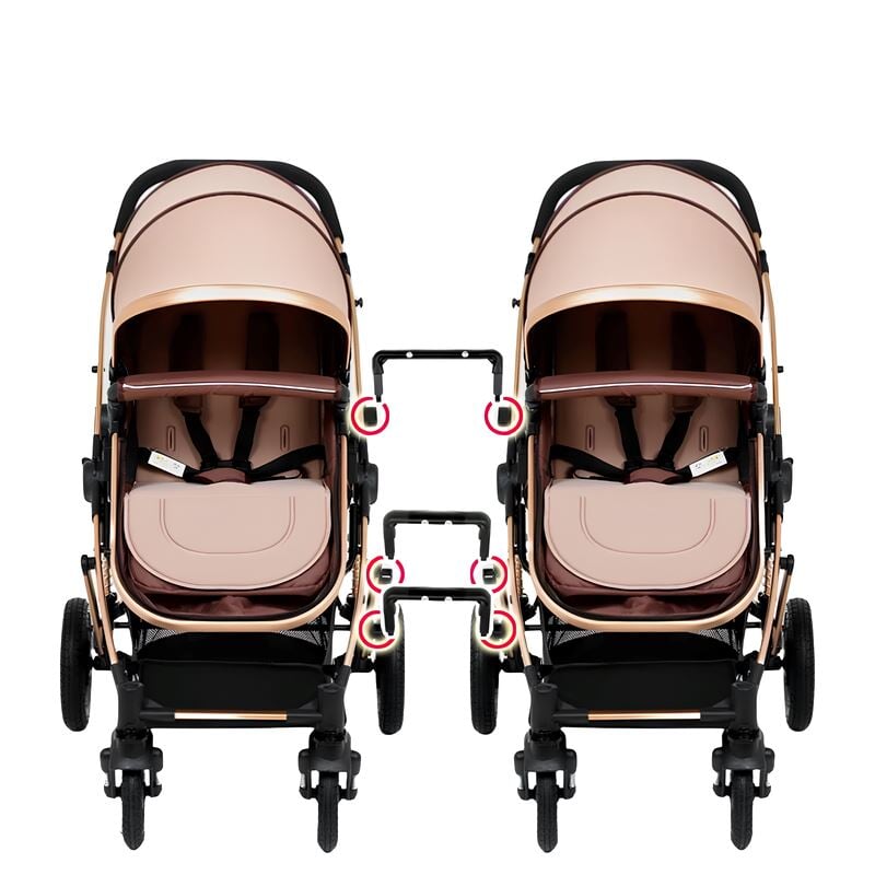 Carrinho de Bebê para Gêmeos com Bebê Conforto - Belecoo Twins