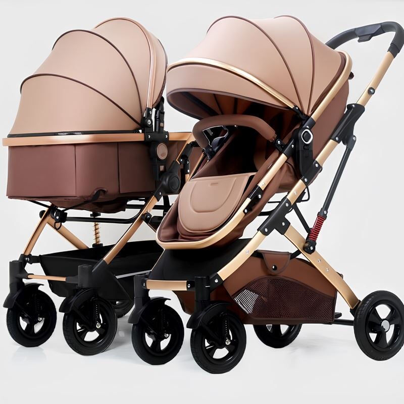 Carrinho de Bebê para Gêmeos com Bebê Conforto - Belecoo Twins