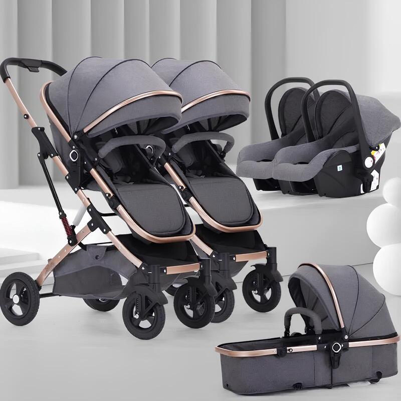 Carrinho de Bebê para Gêmeos com Bebê Conforto - Belecoo Twins