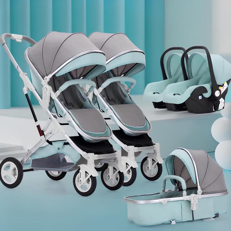 Carrinho de Bebê para Gêmeos com Bebê Conforto - Belecoo Twins