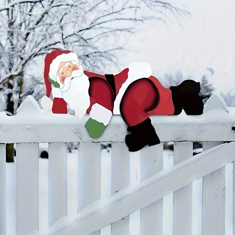 Papai Noel Espiando a Cerca de Natal