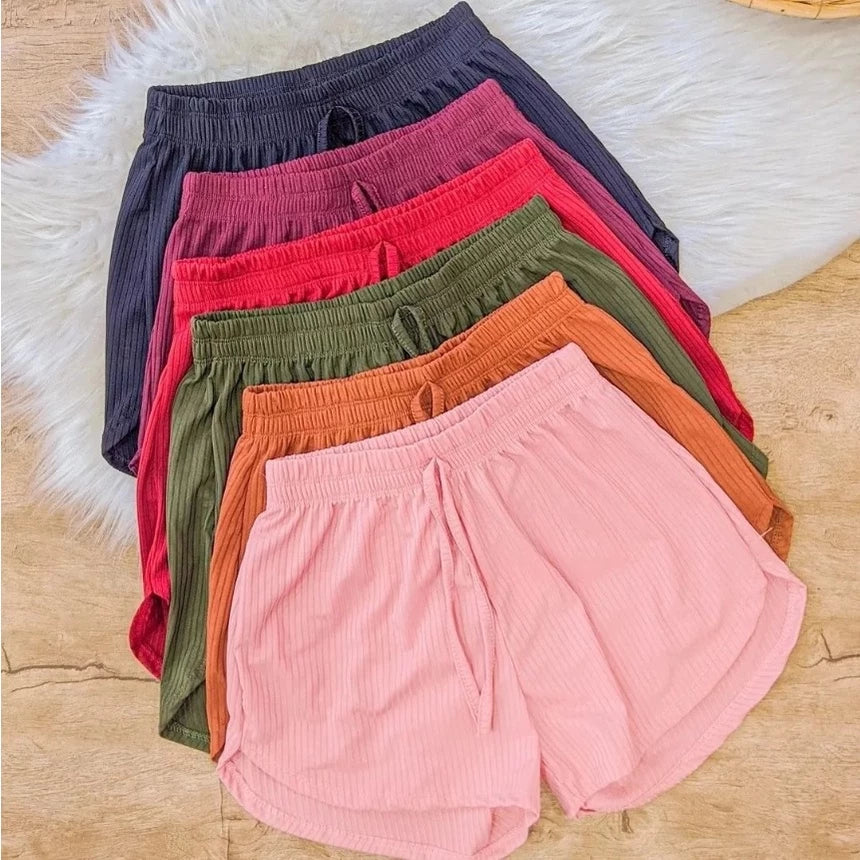 Kit 3 Shorts Canelado Casual Feminino